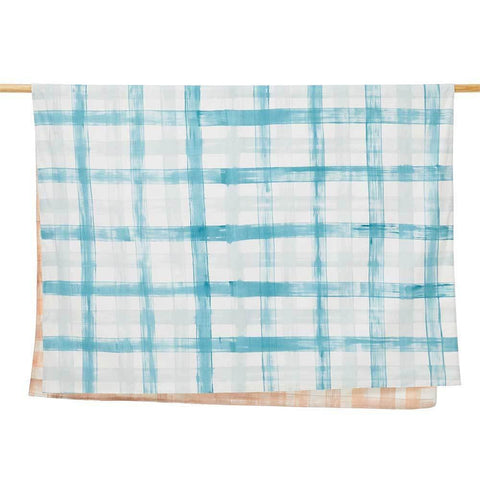 REVERSIBLE WATERCOLOR GINGHAM TABLECLOTH