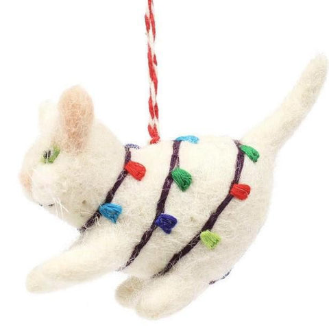 CAT LIGHTS FELT ORNAMENT