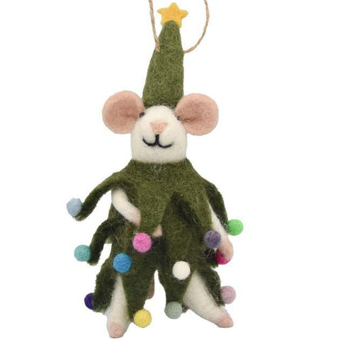 CHRISTMAS SPIRIT MOUSE FELT ORNAMENT