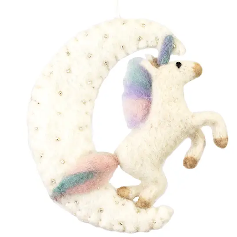 FELT UNICORN MOON ORNAMENT