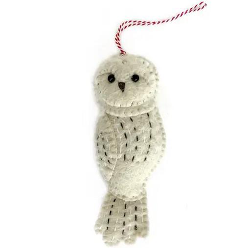 SNOWY OWL FELT WOOL ORNAMENT