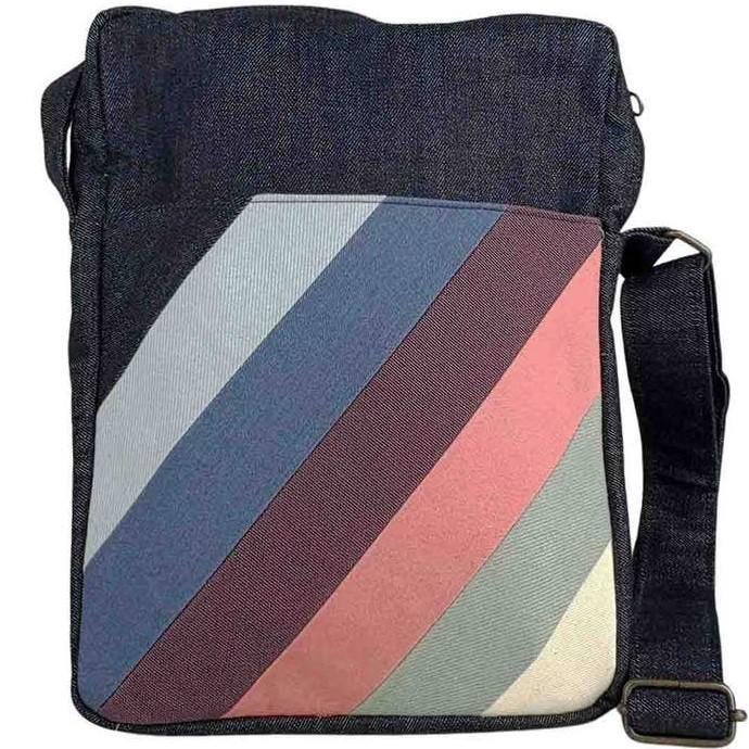 COLOR BLOCK DENIM CROSSBODY BAG
