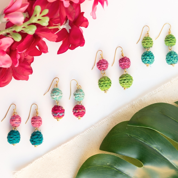 BLOOM THREADED KANTHA DROP EARRINGS