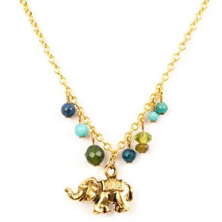 LUCKY ELEPHANT & STONES NECKLACE