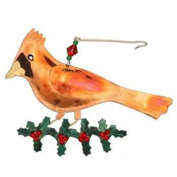 HOLLY CARDINAL ORNAMENT