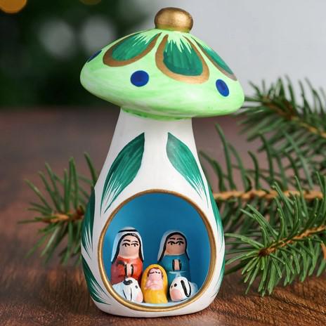 MINI MUSHROOM CERAMIC NATIVITY