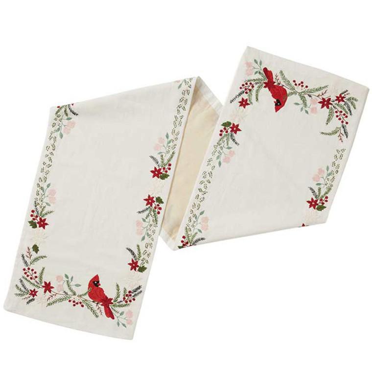 CARDINAL TABLE RUNNER EMBROIDERED
