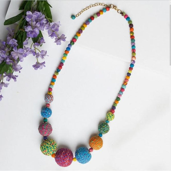 THREADED KANTHA GRADUATED NECKLACE