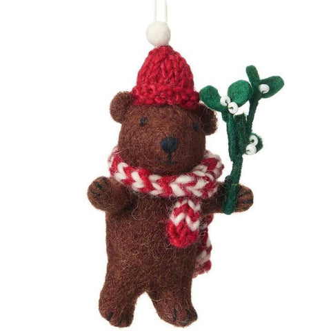 MISTLETOE BEAR FELT ORNAMENT