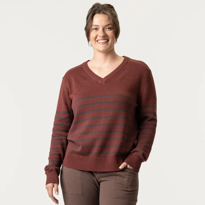 MASALA STRIPE V-NECK SWEATER