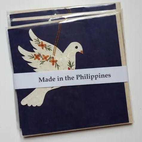 FLYING PEACE DOVE ORNAMENT CARD