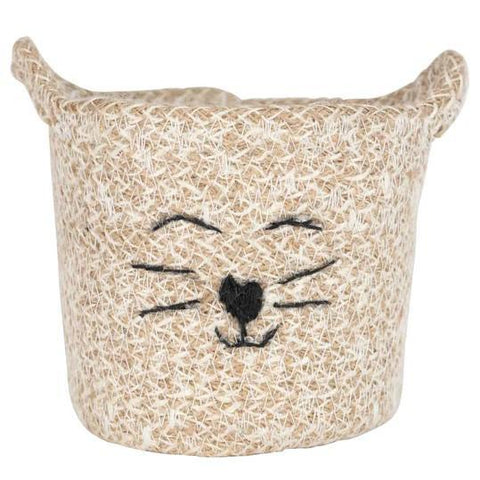 MINI CAT FACE JUTE BASKET