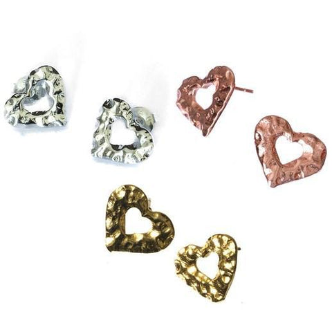 HAMMERED HEART STUD EARRINGS