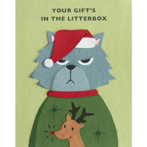 GRUMPY KITTY CHRISTMAS CARD