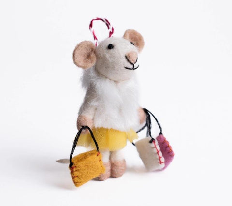 SHOPPING MOUSE FELT ORNAMENT