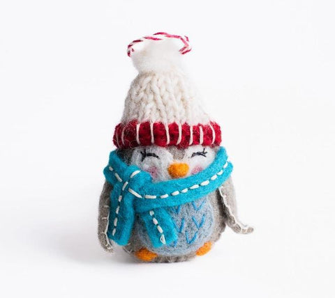 BUNDLED OWL FELT ORNAMENT