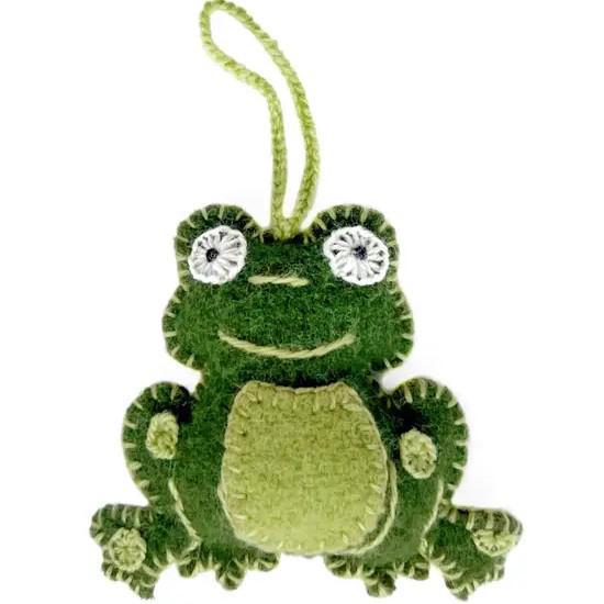 FROG EMBROIDERED WOOL ORNAMENT