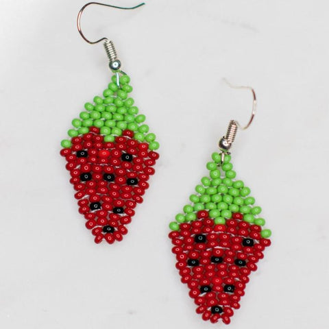 STRAWBERRY BEADED EARRINGS