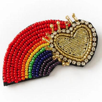 RAINBOW BEADED BROOCH