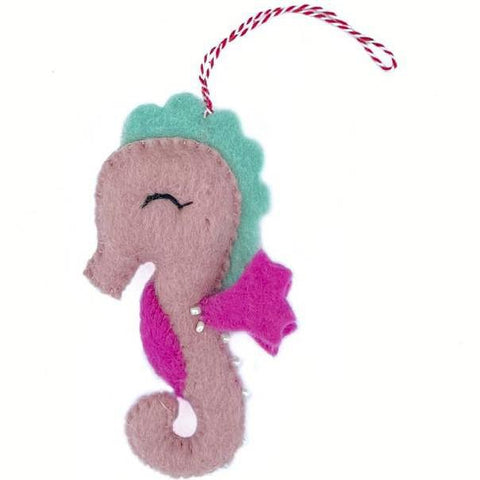 PINK SEAHORSE WOOL FELT ORNAMENT