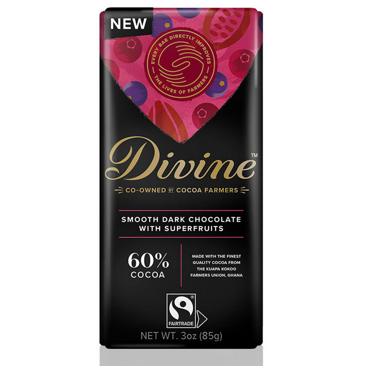 DIVINE 60% DARK CHOCOLATE WITH SUPERFRUITS