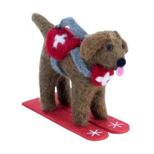 SKIING DOG ORNAMENT