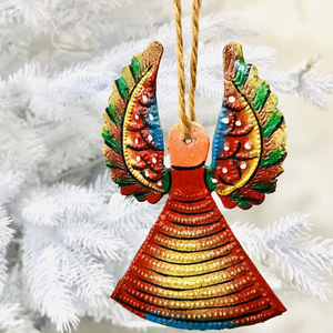 PAINTED METAL ANGEL ORNAMENT