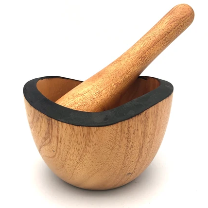 TROPICAL HARDWOOD MORTAR AND PESTLE