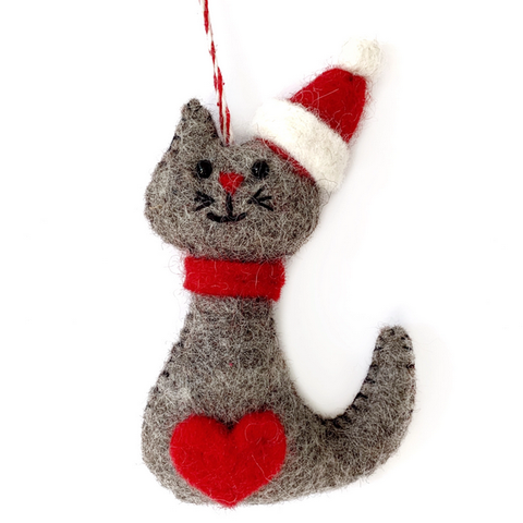 SANTA CAT FELT ORNAMENT